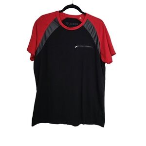 NWOT Guess Men's Short-Sleeve Super Soft Black/Red T-shirt. Size XL